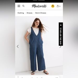 Madewell Denim V-Neck Wide-Leg Jumpsuit